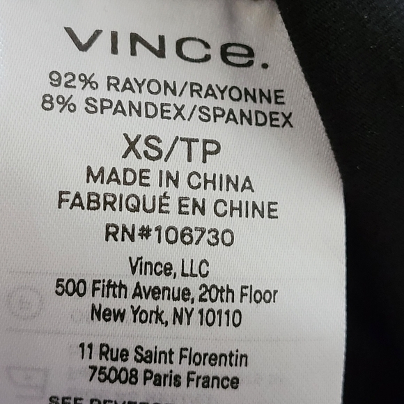 Vince Double V-Neck Cap Sleeve Knit Midi Dress Stretchy Black Size XS New - Picture 13 of 13